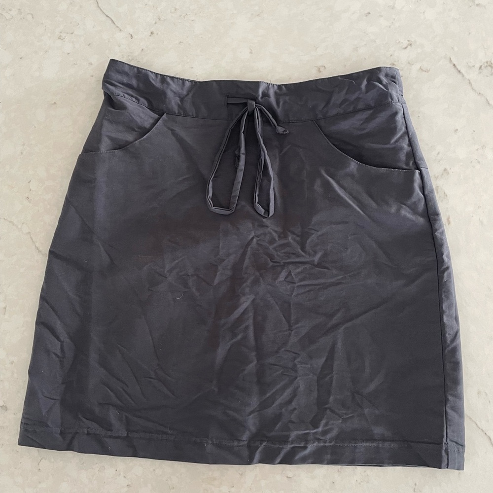 Black Drawstring Pocket Skirt - Women